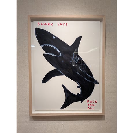 【在庫有・要問合作品】デイヴィット・シュリグリー「SHARK SAYS FUCK YOU ALL」紙にアクリル