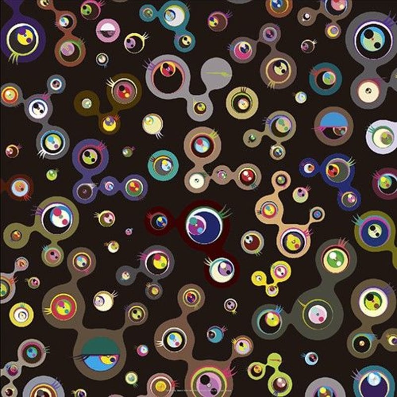 村上隆 ポスター めめめくらげ黒1 takashi murakami サイン入500x500mm