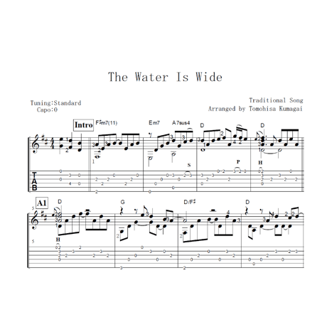 The Water is Wide-simple arrangement [Level A] (Fingerstyle guitar)
