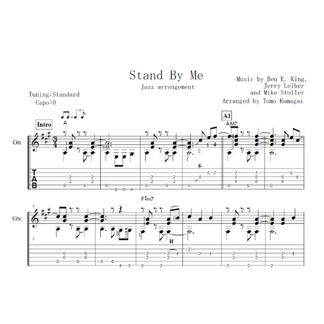 Stand By Me -Jazz arrangement [Level D] (Fingerstyle guitar)