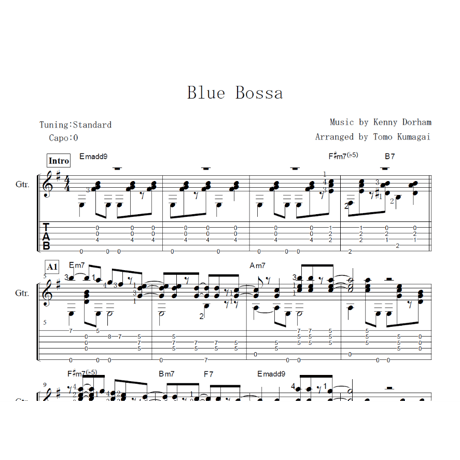 Blue Bossa -Bossa Nova- [Level C] (Fingerstyle guitar)