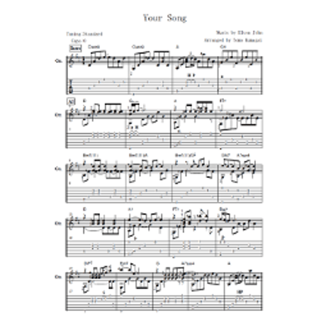 Your Song -Elton John [Level C] (Fingerstyle guitar)