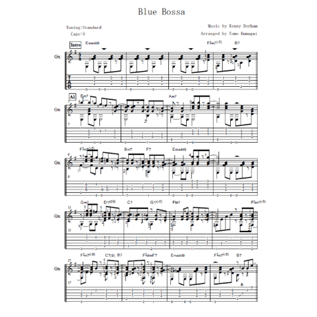 Blue Bossa -Bossa Nova- [Level C] (Fingerstyle guitar)
