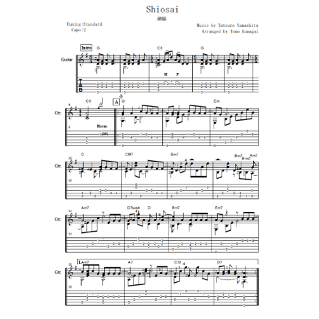 Shiosai-Tatsuro Yamashita Japanese popular song [Level B] (Fingerstyle guitar)