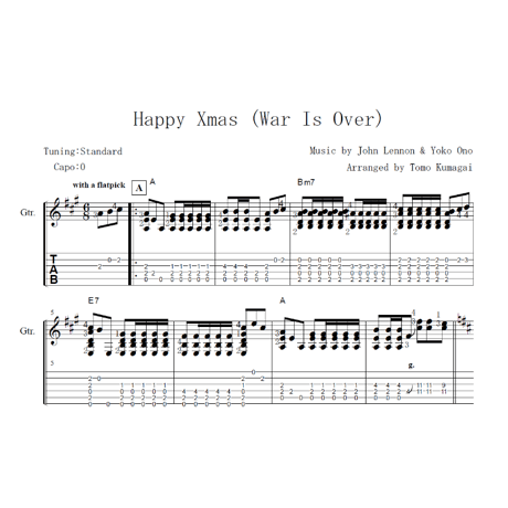 Happy Xmas war is over [Level C] (Flatpicking guitar solo)
