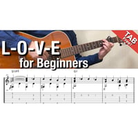 L-O-V-E No Barre Chord for beginners [Level A] (Fingerstyle guitar)