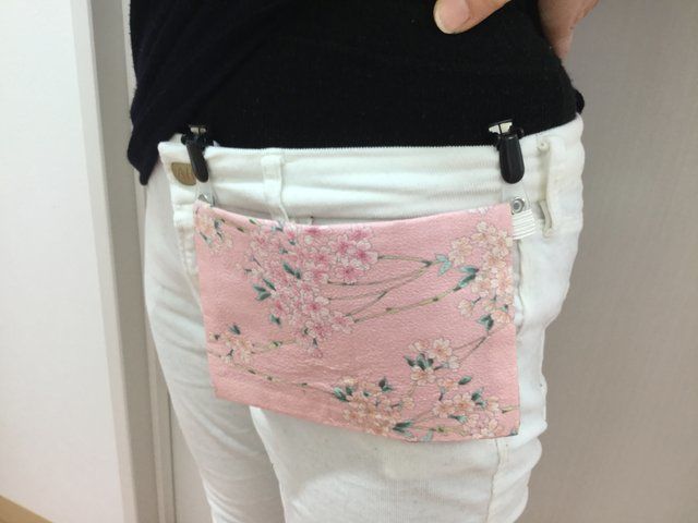 大人の移動ポケット【紺流水】 | つまみ細工工房 和物花雅
