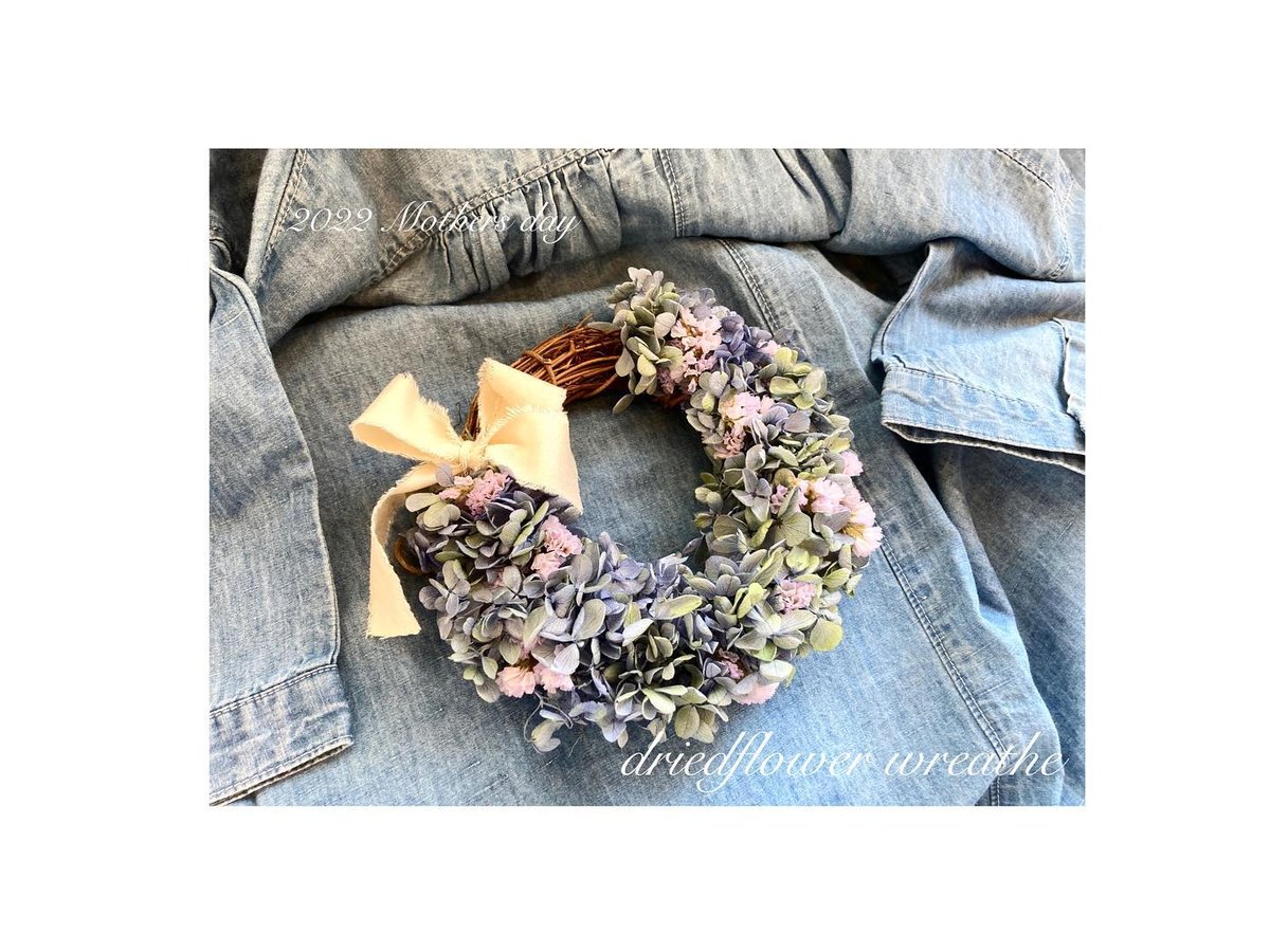 2022 Mothersday 紫陽花のドライフラワー4分の3リース | hanatozakk