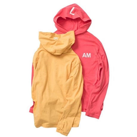 AM7　フーデッドロングスリーブTシャツ　　コーラル　(Ｌ)