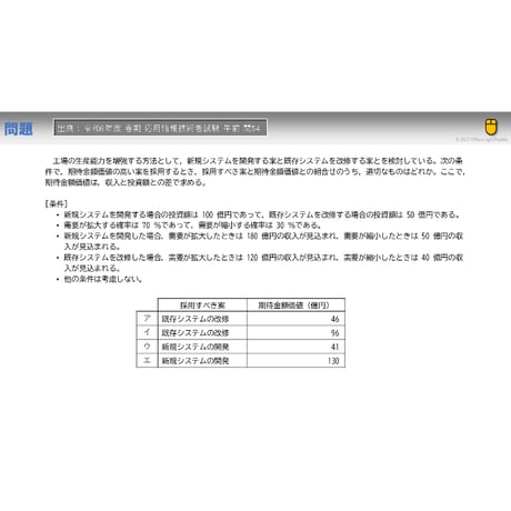 【情報処理試験 解説】期待金額価値