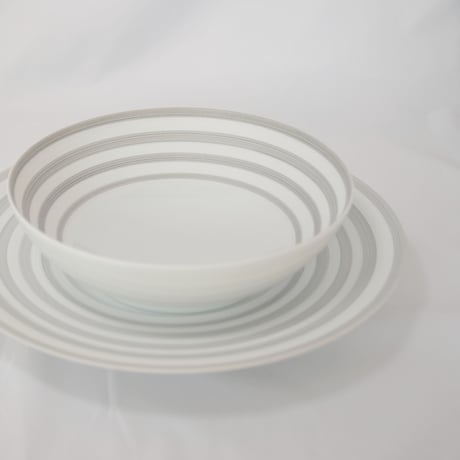 [ J.L Coquet - ジャン・ルイ・コケ ] < Hémisphère - エミスフェール >  サラダボウル大 19.5cm  グレーストライプ