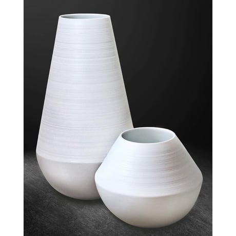 [ J.L Coquet - ジャン・ルイ・コケ ] < Hémisphère - エミスフェール > 　Vase - 花器　21cm　ホワイトサテン
