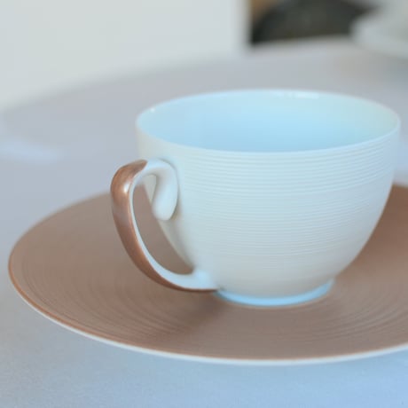 [ J.L Coquet - ジャン・ルイ・コケ ] < Hémisphère - エミスフェール >  エクストラコーヒーカップ＆ソーサー 20cl ローズメタリック