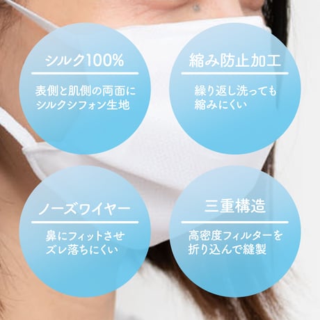 越前和紙抗菌マスクケースセット Lサイズ【軽くて薄い、シルクマスク】  〈シルクシフォン・不織布高密度フィルター・3層・シルク100％・日本製・荒井シルク、越前和紙抗菌加工マスクケ－ス、久兵衛〉