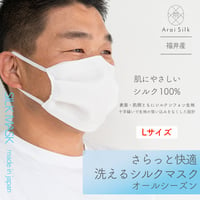 Ｌサイズ【軽くて薄い、シルクマスク】 さらっと快適 洗えるシルクマスク〈シルクシフォン・不織布高密度フィルター・3層・シルク100％・日本製・荒井シルク〉