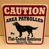フラット注意 英語看板 アメリカ輸入サインボード：CAUTION AREA PATROLLED By Flat Security Co.[MADE IN U.S.A]
