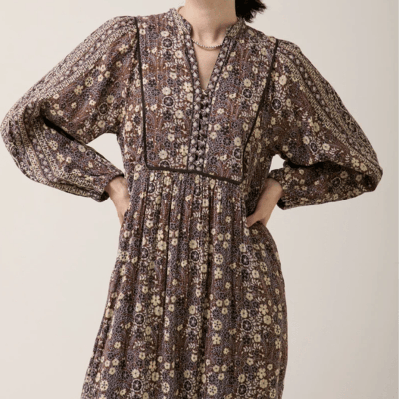 Cotton Jacquard Flower Print Yoke Dress（ウィメンズ）/