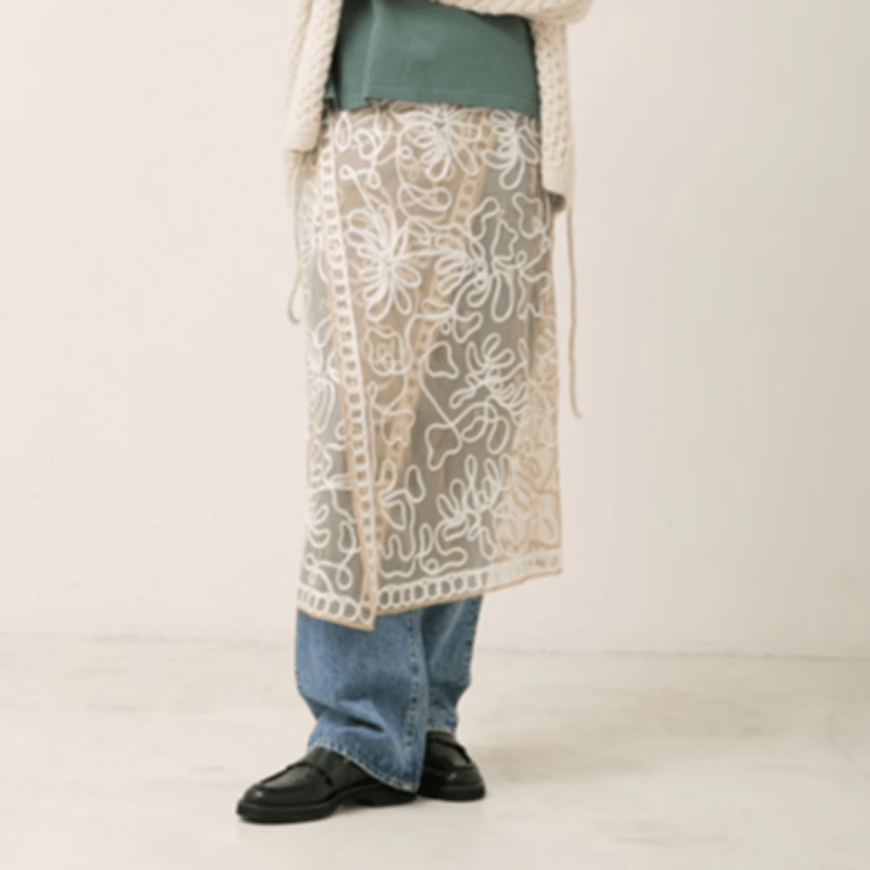 Tulle Tape Embroidery Wrap Skirt（ウィメンズ）/ Sara m