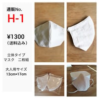 handmade布マスク2枚組　キナリ
