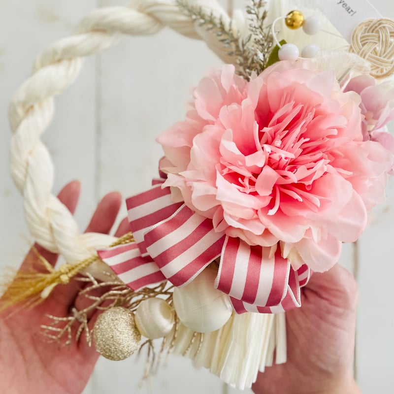 神社でご祈願済！ ハッピーしめ縄飾り2025L01ホワイト | Lazy Daisy