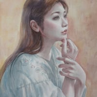 徳田明子　「春を待つひと」　F3号　27.3×22.0cm