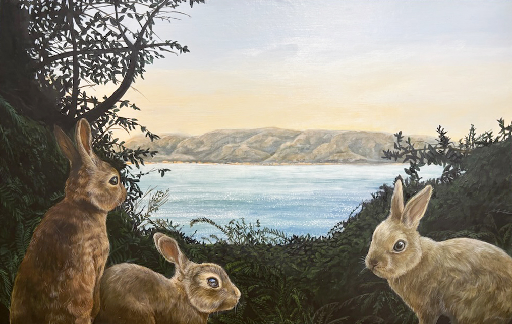 作家　アーティスト　ナオミライト　うさぎ② 誕生 Birth 530×455mm 2025 やがて光となる、金色のはじまり。 A