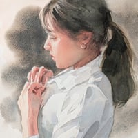 小野月世「約束の朝」 3号　　Ono  Tsukiyo  「The morning of the appointment」 (28×21cm)
