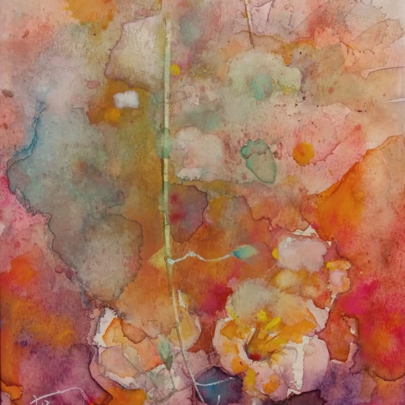 有川利郎「のうぜんかずら」サムホール Arikawa Toshiro | 美岳