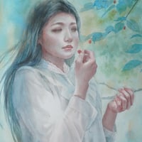 徳田明子　「楽 園」　F4号　33.3×24.2cm
