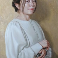 朝日夏実　「白いドレス」　 M6号　Asahi Natsumi   (41.0×24.2cm)
