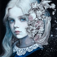 遅野井梨絵 「宙に降る天使」 F3号　Osonoi  Rie　「Angel Falling from the Space」   (27.3×22.0cm)