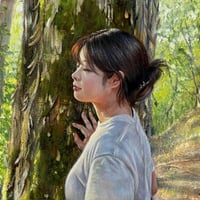 長内絵海　「夕映えに染まる」 　F3号　　Osanai Emi   (22.0×27.3cm)