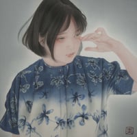 やちだけい  「涙 雨」  S3号_2     Yachida  Kei　「A light rain that falls as sparingly as tears」 (27.3×27.3cm)