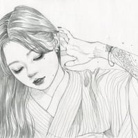 山下千里  「耳にかける」  12.0×16.2cm  　Yamashita  Chisato  「wear on the ear」