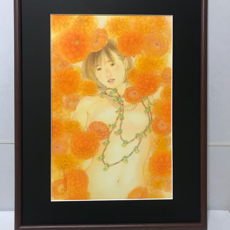 水彩画[秘密]【額付き】 松平一民 「ミツハ」 P6号 Matsudaira Kazutami 41.