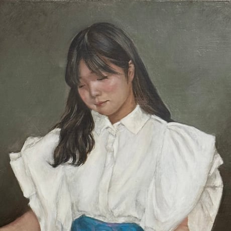長内絵海「読む姿」 P8号　　Osanai Emi  「the figure of a reader」 (45.5×33.3cm)