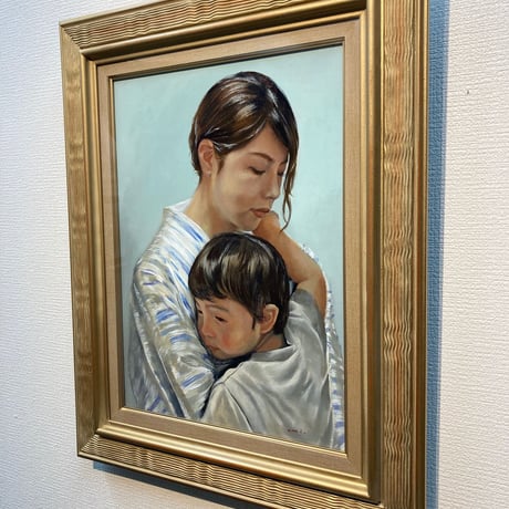 長内絵海「母子像」 P8号　　Osanai Emi  「mother and child statue」 (45.5×33.3cm)
