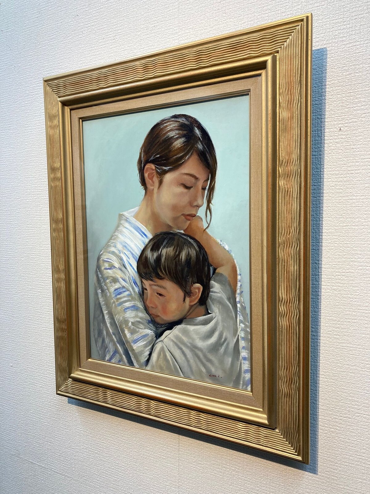 長内絵海「母子像」 P8号 Osanai Emi 「mother and child st