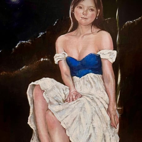 長内絵海「夢 遊」 P6号　　Osanai Emi  「dreaming and playing」 (41.0×27.3cm)