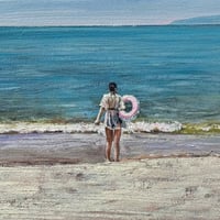 長内絵海　「波のさそい」 　サムホール　　Osanai Emi   (15.8×22.7cm)