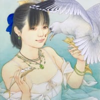 ☆伊藤正一☆「日高山脈と菜の花」アクリル画　F４号　未使用！ 2025.3.1 #山茶花 数日前のつぼみが咲きました。 長崎のガラスに