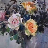 コヤマ大輔   「花 束」  28x38cm     Koyama Daisuke    「Bouquet」