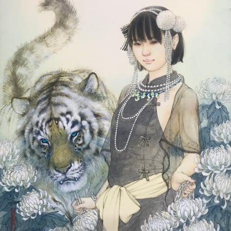 松平一民   「白山の虎」  F8号    Matsudaira Kazutami    45.5×38.0cm