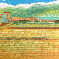 石倉文　「田 園」   F0号      Ishikura Aya   (14.0×18.0cm)