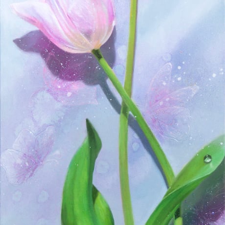西脇 恵  「夢路をたどる」Wサムホール   Nishiwaki   Megumi  「A tale of love dreamed by tulips」  (45.4×15.8cm)
