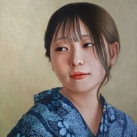 朝日夏実　「青い浴衣」　 F3号　Asahi Natsumi   (27.3×22.0cm)