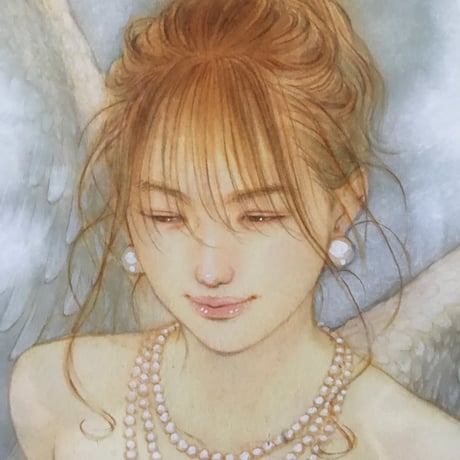 松平一民   「白鷺温泉説話」(シラサギオンセンセツワ)  P6号      Matsudaira Kazutami   「Goddess in Hot Springs」　41.0×27.3cm