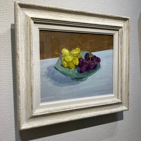 宮田みな美　「葡萄とコンポート皿」 F3号　Miyata  Minami  「Grapes and compote dish」 (22.0×27.3cm)