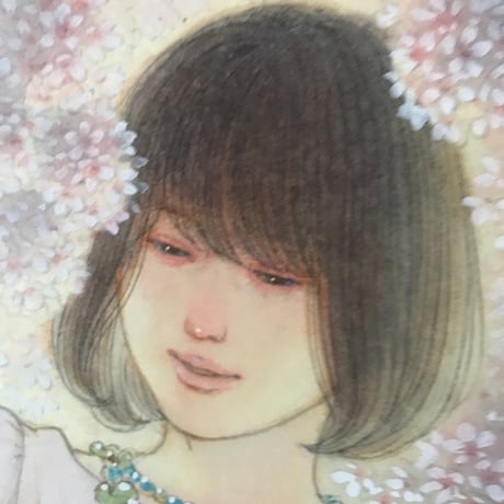 松平一民   「木花佐久夜毘売」(コノハナサクヤヒメ )  P6号      Matsudaira Kazutami   「 as the cherry blossoms .」　41.0×27.3cm