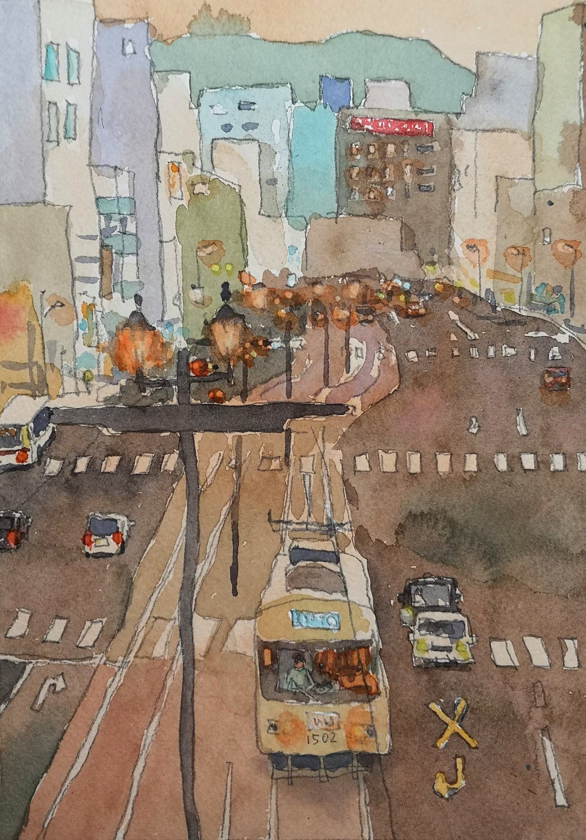 黄昏の樹(size13x18)原画 水彩画 黄昏の樹(size13x18)原画 水彩画 黄昏の樹(size13x18)原画